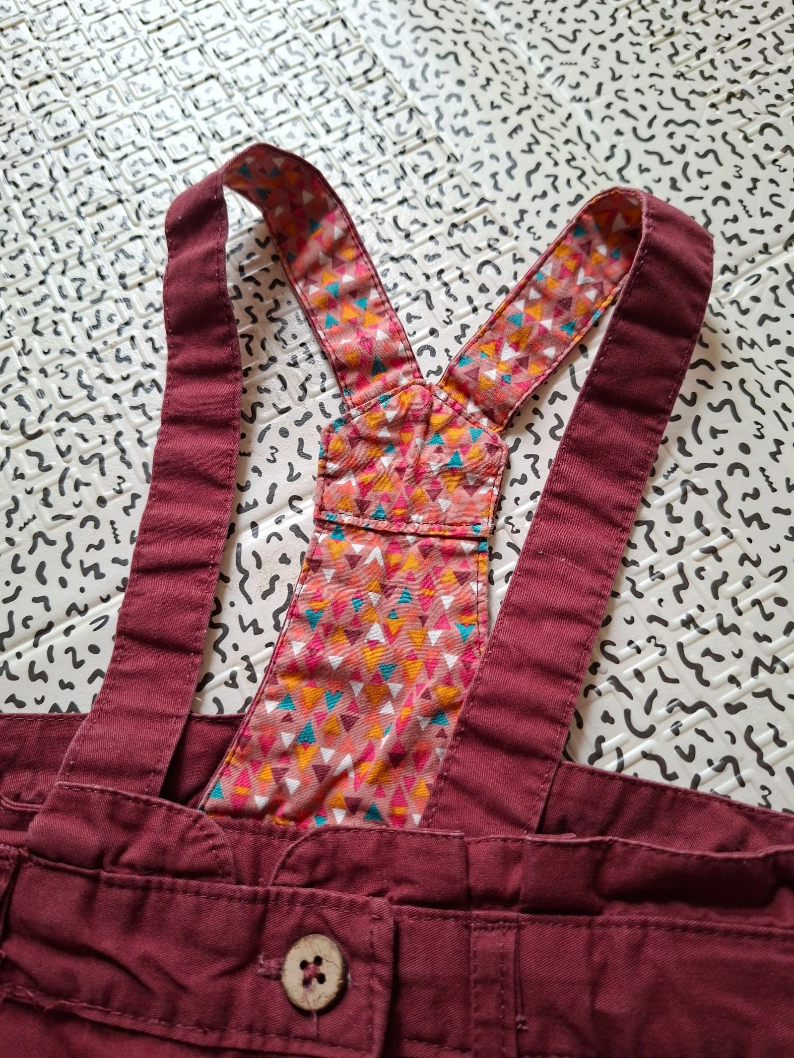 Short com suspensórios Tape à l’oeil 12 meses 74 cm bordô algodão bordado para menina – photo 3